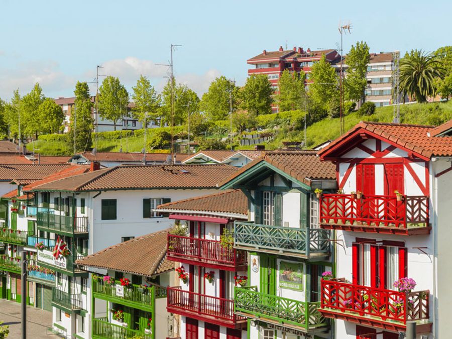 View of traditional houses in Hondarribia