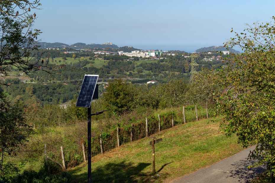 Detail of the views from the rural house with Monte Igueldo in the background