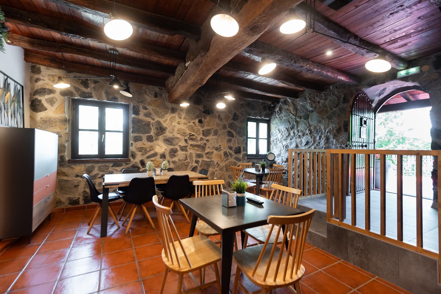 Common dining room with adapted access for wheelchair in rural house Artola