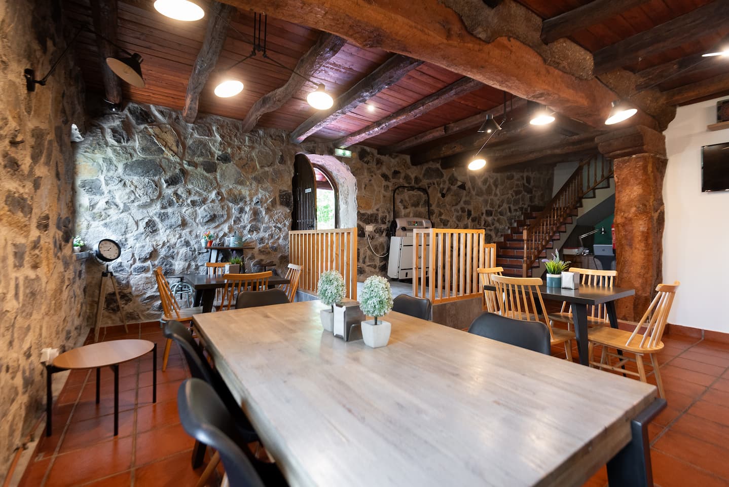 Adapted access for wheelchair in the common dining room of the rural house Artola